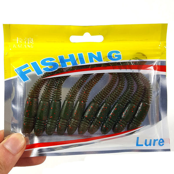 10Pcs/Lot Lures Soft Bait 75mm 3.2g silicone bait Worms fishing lure with salt smell Fishing Takcle Grub Artificial Lures YE-269