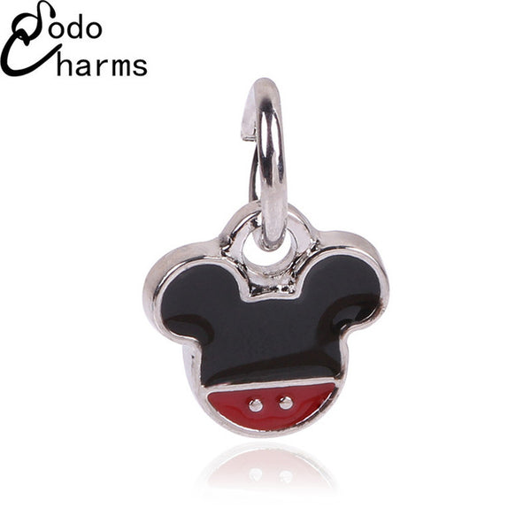 Free Shipping 1Pcs Big Hole Silver Beads Cute Mickey Charms Fits Diy Pandora Charms Bracelet Jewelry Wholesale Beads