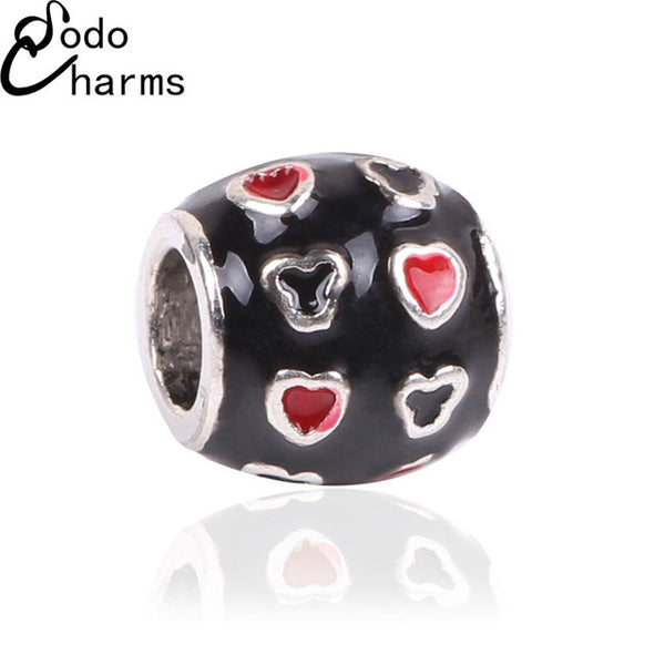 Free Shipping 1Pcs Big Hole Silver Beads Cute Mickey Charms Fits Diy Pandora Charms Bracelet Jewelry Wholesale Beads