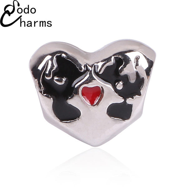 Free Shipping 1Pcs Big Hole Silver Beads Cute Mickey Charms Fits Diy Pandora Charms Bracelet Jewelry Wholesale Beads