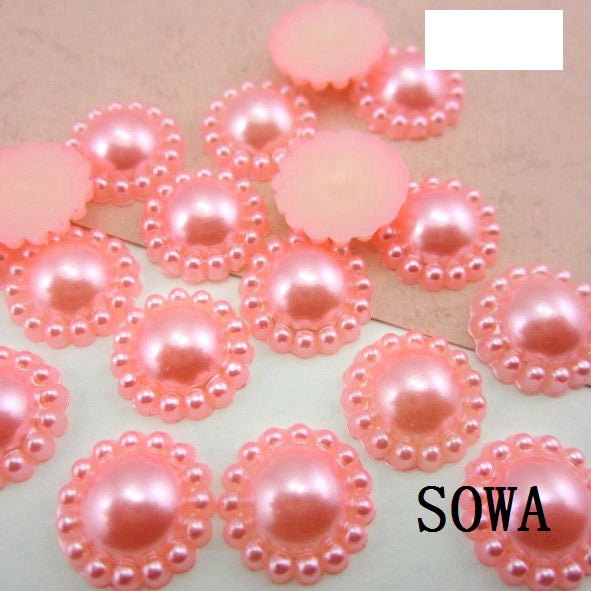 Free Shipping 144Pcs/lot 10mm Imitation Pearls Half Round Flatback Flower Beads Wedding Cards Embellishments DIY Decoration