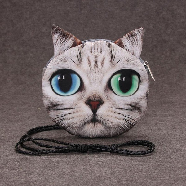 2016 Fashion Retro Cartoon 3D Printing Animal Shoulder Bags Cat Face Pouch Women Handbag for Girls Coin Purse Clutch Bag
