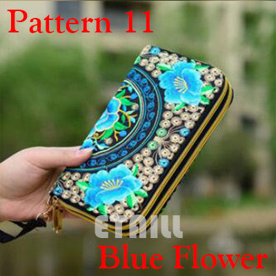 Peacock Thailand Boho Embroidered Purse Female Clutch Long Wallet Coin Bag Lady Mobile Phone Bag Luxury Brand Wallet Woman 2016