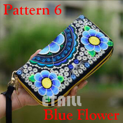 Peacock Thailand Boho Embroidered Purse Female Clutch Long Wallet Coin Bag Lady Mobile Phone Bag Luxury Brand Wallet Woman 2016