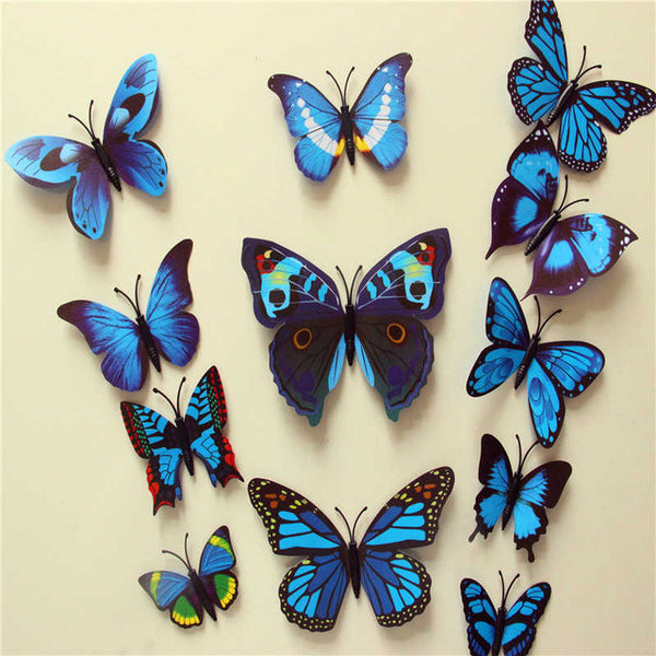 3D PVC Butterfly Wall Stickers Home Decor Butterfly Wall Decals For Kids Room TV Wall Stickers Kitchen Kids Wall Sticker Flower