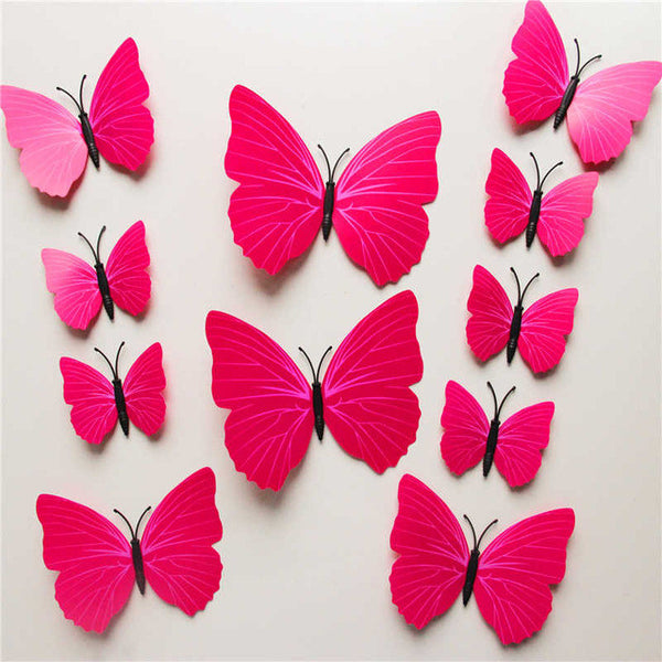 3D PVC Butterfly Wall Stickers Home Decor Butterfly Wall Decals For Kids Room TV Wall Stickers Kitchen Kids Wall Sticker Flower