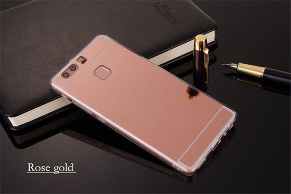 H&A Luxury Mirror Soft Case For Huawei P9 lite Cases Fashion TPU Frame Cover For Huawei Ascend P8 P9 lite Honor 8 Capinha Coque