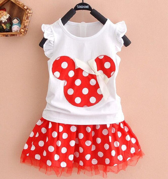 1-4Y  Summer Baby Kid Girls Princess Clothes Cartoon Party Mini Dress ball gown dress lace+cotton material Shirt + skirt YYT254
