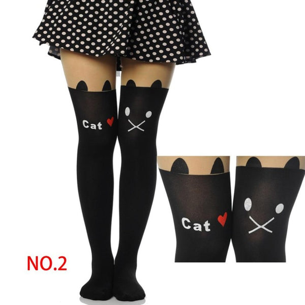 Tights Pantyhose Women Sexy Stockings Cat Pattern Print Cartoon 20 Style Spring&Autumn Mock Medias Pantis Woman Collant Femme