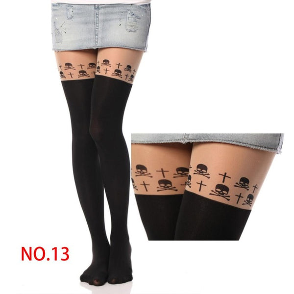 Tights Pantyhose Women Sexy Stockings Cat Pattern Print Cartoon 20 Style Spring&Autumn Mock Medias Pantis Woman Collant Femme