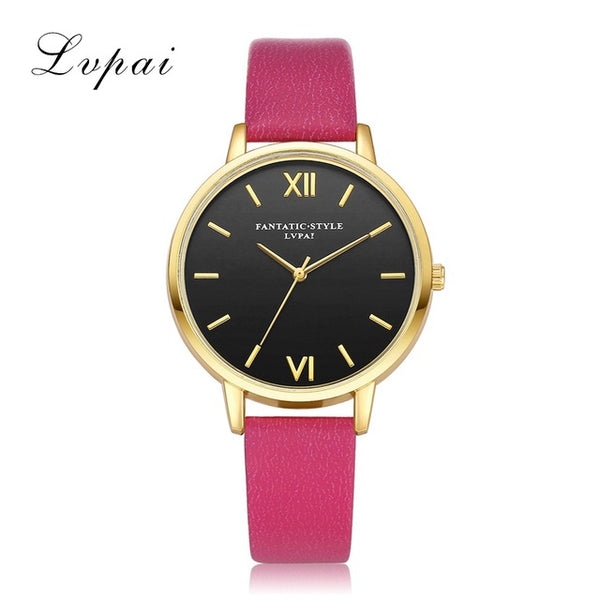 Lvpai Brand New Gold Black Roman Numerals Women Watches Brand Luxury Round Fashion Popular Wristwatch Female Quartz Watch