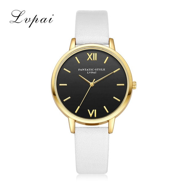 Lvpai Brand New Gold Black Roman Numerals Women Watches Brand Luxury Round Fashion Popular Wristwatch Female Quartz Watch