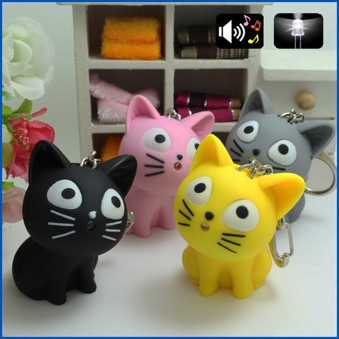 Cute Cheese cat keychain with Meow sound,kawaii led keyring ,Children gift,Valentine's day gifts,Bag pandent