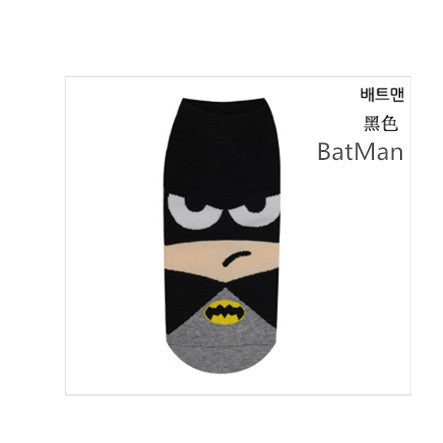 14PCS=7pairs 42, 43, 44 MARVEL Iron Batman Superman SpiderMan Captain America cartoon ankle funny socks calcetines  chaussette