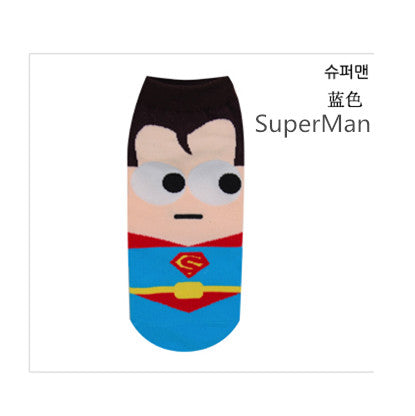 14PCS=7pairs 42, 43, 44 MARVEL Iron Batman Superman SpiderMan Captain America cartoon ankle funny socks calcetines  chaussette