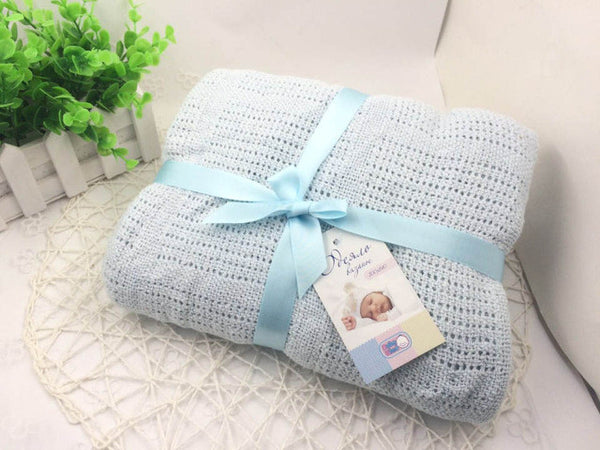 New 100% Cotton Baby Blanket Knitted Breathable Props Kids Crib Casual Sleeping Hole Wrap Blankets Baby Stroller/Car Swaddling