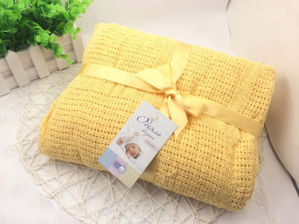 New 100% Cotton Baby Blanket Knitted Breathable Props Kids Crib Casual Sleeping Hole Wrap Blankets Baby Stroller/Car Swaddling