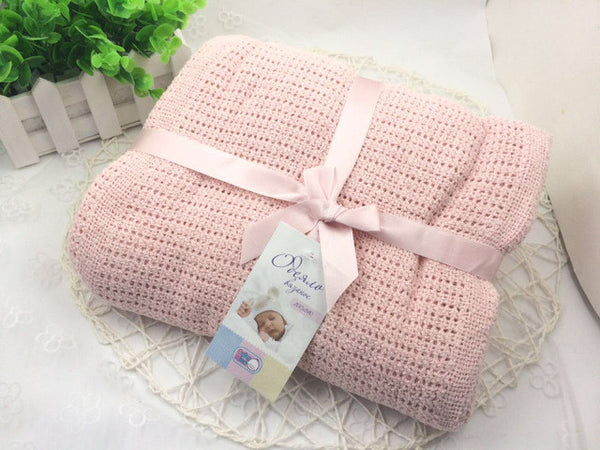 New 100% Cotton Baby Blanket Knitted Breathable Props Kids Crib Casual Sleeping Hole Wrap Blankets Baby Stroller/Car Swaddling