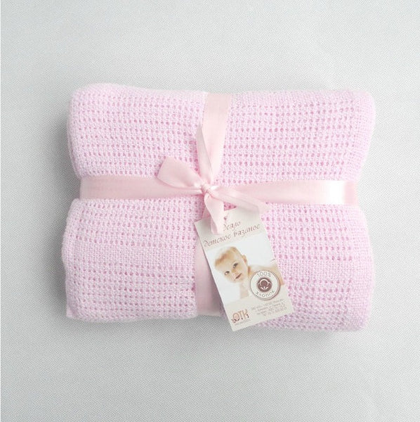 New 100% Cotton Baby Blanket Knitted Breathable Props Kids Crib Casual Sleeping Hole Wrap Blankets Baby Stroller/Car Swaddling