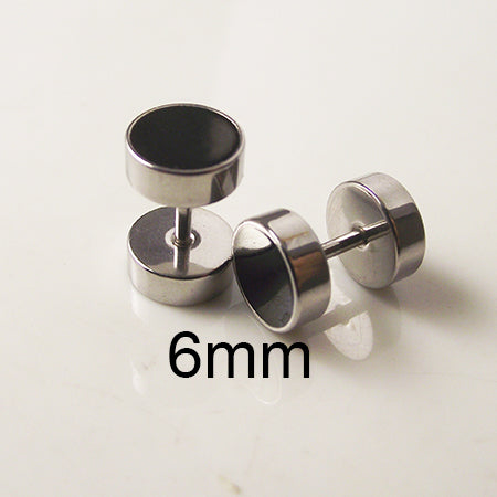 2pcs Stainless Steel Earring Studs Men Girl Boy Earrings Drip Oil Round Barbell Body Piercing Jewelry Fake Ear Plug Tunnels