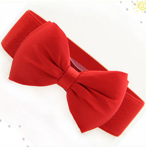 2017 New Arrival Fashion Women Lady Bowknot Stretch Elastic Bow Wide Stretch Buckle Waistband Waist Belt