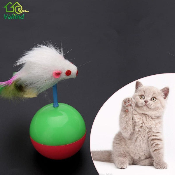 Mice AnimaL Toys  Pet Cat Long Feather False Mouse Tumbler Ball Rustle Activity Creative Toy For Cat Supplies