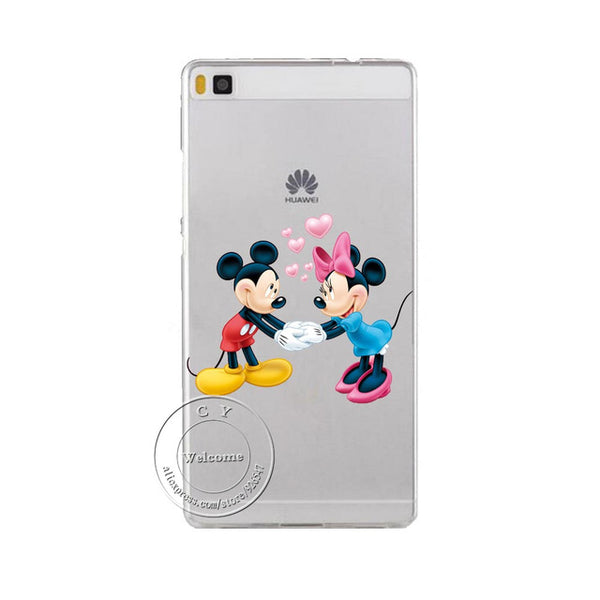 Super Cute Minions Cat Mickey & Minnie Kiss Hard Plastic Case Cover For Huawei Ascend P6 P7 P8 P8 Lite Mini P9 P9 Lite P10 Plus