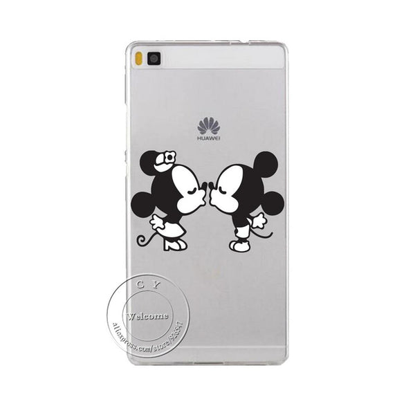 Super Cute Minions Cat Mickey & Minnie Kiss Hard Plastic Case Cover For Huawei Ascend P6 P7 P8 P8 Lite Mini P9 P9 Lite P10 Plus