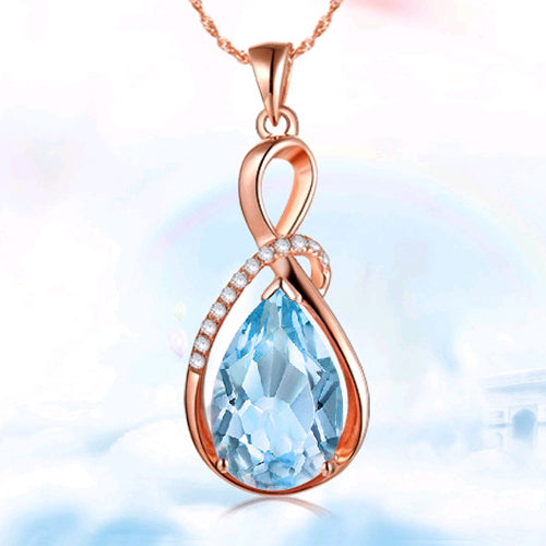 Female charm Water drop pink/purple necklaces pendants jewellery chains crystal women fine jewelry Pendant with stone