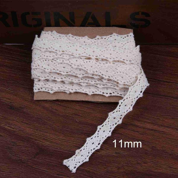 FENGRISE Apparel Sewing Fabric 5 Yards DIY Ivory Cream Black Trim Cotton Crocheted Lace Fabric Ribbon Handmade Accessories Craft