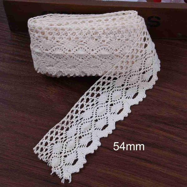 FENGRISE Apparel Sewing Fabric 5 Yards DIY Ivory Cream Black Trim Cotton Crocheted Lace Fabric Ribbon Handmade Accessories Craft