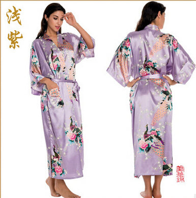 RB015 Satin Robes for Brides Wedding Robe Sleepwear Silk Pijama Casual Bathrobe Animal Rayon Long Nightgown Women Kimono XXXL