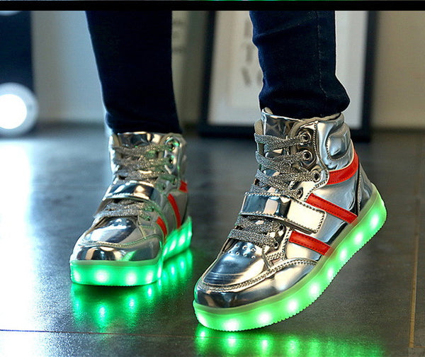 2016 7 Colors Children's Fashion USB Rechargeable LED Light Shoes/Autumn Kids Luminous Sneakers for Boys and Girls Free Shipping