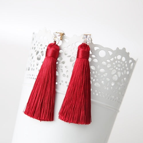 2016 Europe Style Bohemian Shiny Rhinestone Chunky Long Tassel Earrings For Girls Fashion Pendientes