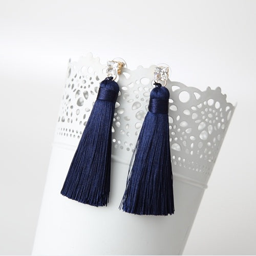 2016 Europe Style Bohemian Shiny Rhinestone Chunky Long Tassel Earrings For Girls Fashion Pendientes