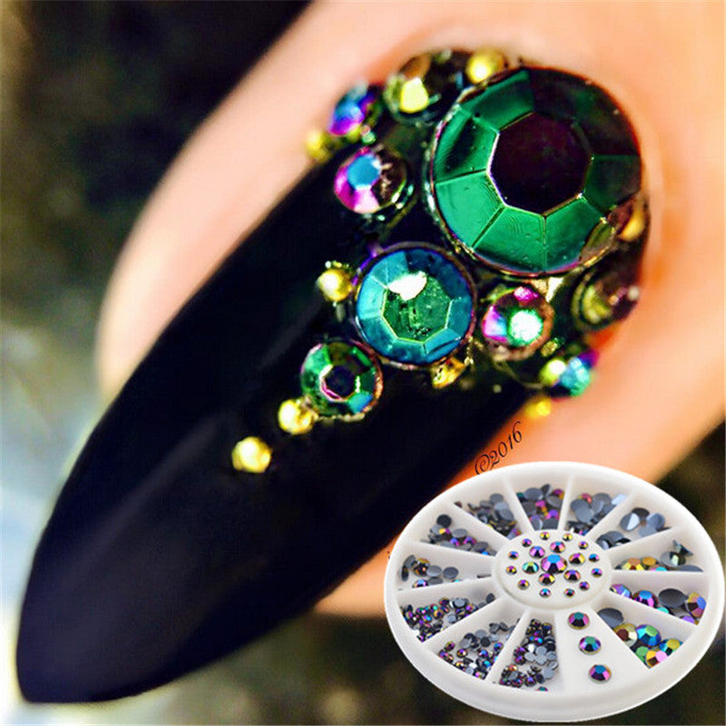 1 Box 230Pcs Newly Round Nail Rhinestones Flat Back Acrylic UV Gel Decor Manicure Nail Art Decoration In Wheel