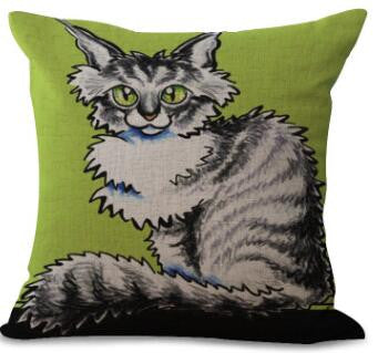 2017 Factory Direct Supply Cute Farm Cat Printing Linen Square Throw Pillow Home Baby Room Decorative Cushion