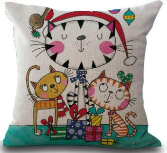 2017 Factory Direct Supply Cute Farm Cat Printing Linen Square Throw Pillow Home Baby Room Decorative Cushion