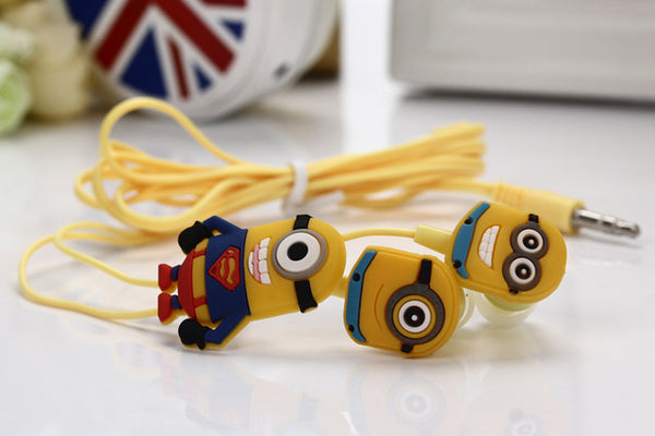 MOONBIFFY New fashion high quality lovely Despicable Cartoon Minions noise isolating sport earphone fone de ouvido