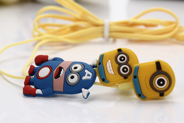 MOONBIFFY New fashion high quality lovely Despicable Cartoon Minions noise isolating sport earphone fone de ouvido