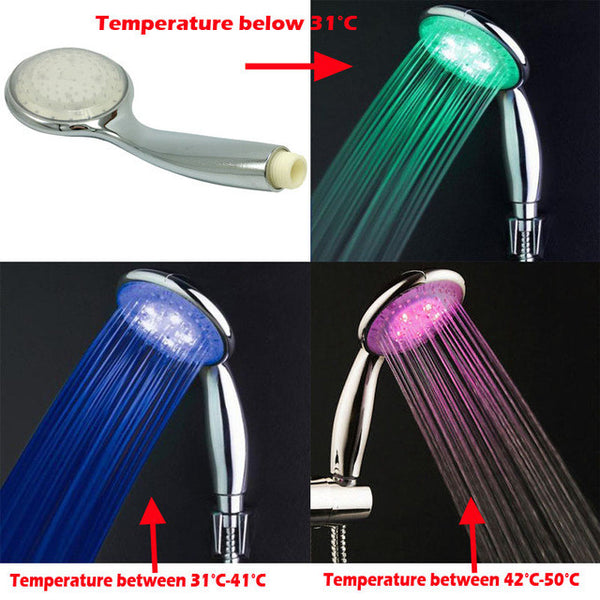 Multicolor Led handheld Shower Head with Temperature Digital Display 3 Color Or 7 Colors Change Water Powered led shower spray