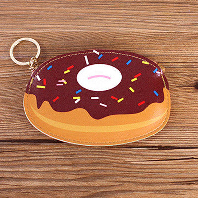 2016 Creative Cute Cartoon Coin Purse Key Chain For Girls Leather Icecream Cake Popcorn Kids Zipper Change Wallet Card Holder