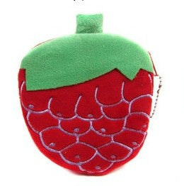 Retail girls fruit coin purses kids Plush Watermelon Strawberry ladies small wallet bag key case women handbag Card Holders