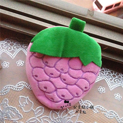 Retail girls fruit coin purses kids Plush Watermelon Strawberry ladies small wallet bag key case women handbag Card Holders