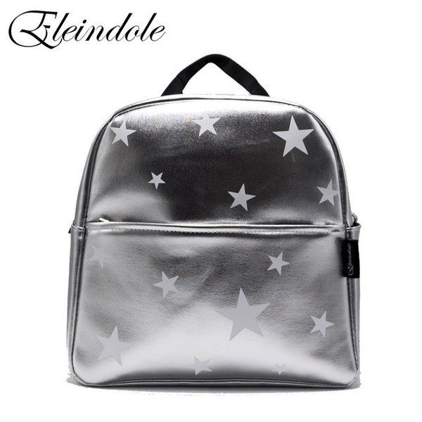 Eleindole 2017 Unisex Backpacks Stars Bag Waterproof Bag Side Buckles Black/Silver Hanging on Stroller Protable Mother Backpacks