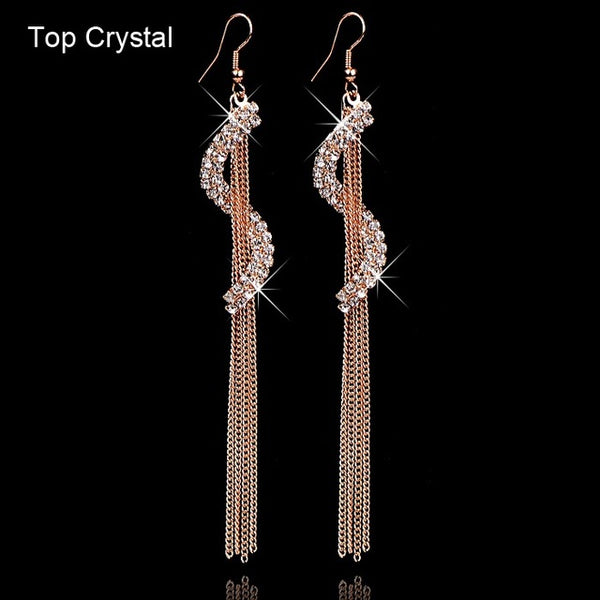 17KM Christmas gifts Brand Charm bridal jewelry Geometric letters rhinestone tassel personality Crystal earrings for women