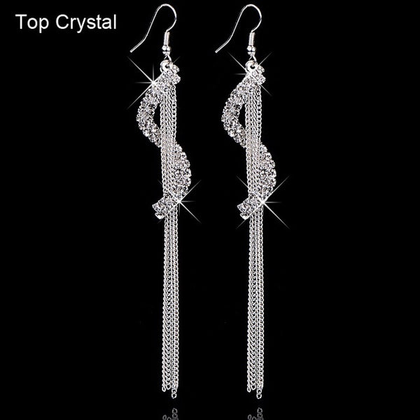 17KM Christmas gifts Brand Charm bridal jewelry Geometric letters rhinestone tassel personality Crystal earrings for women