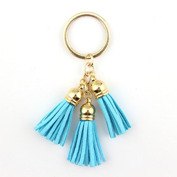 2016 New Fashion Women Casual Triple Leather Tassels Women Keychain Bag Pendant Alloy Car Key Chain Ring Holder Trendy Jewelry