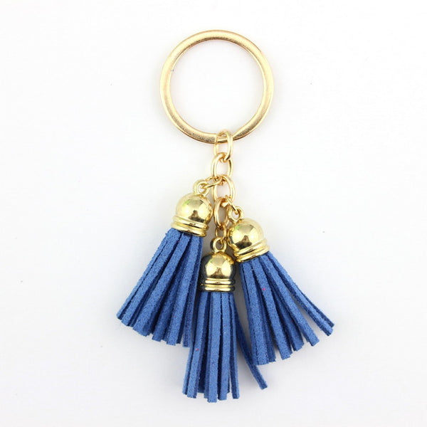 2016 New Fashion Women Casual Triple Leather Tassels Women Keychain Bag Pendant Alloy Car Key Chain Ring Holder Trendy Jewelry