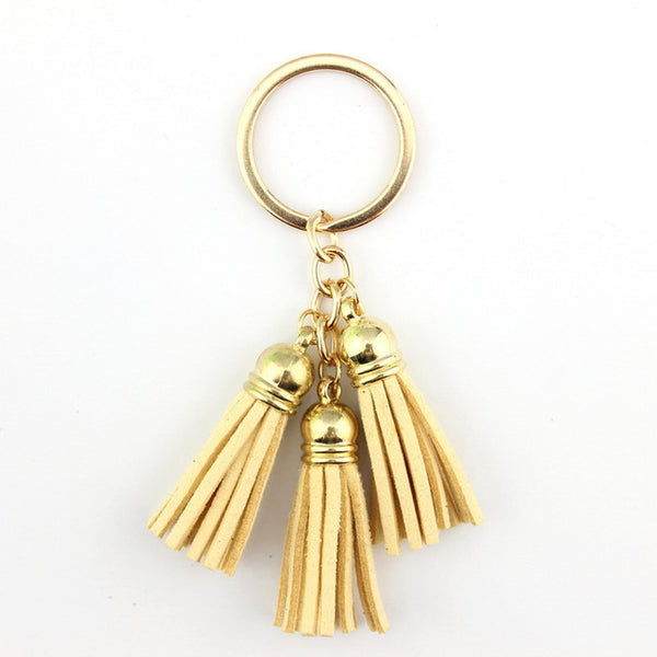 2016 New Fashion Women Casual Triple Leather Tassels Women Keychain Bag Pendant Alloy Car Key Chain Ring Holder Trendy Jewelry